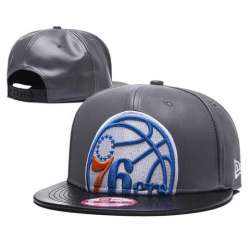 76ers Team Logo Gray Leather Adjustable Hat GS