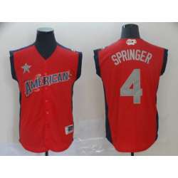 American League 4 George Springer Red 2019 MLB All Star Game Workout Player Jersey