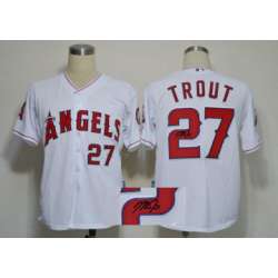 Anaheim Angels #27 Mike Trout White Signature Edition Jerseys