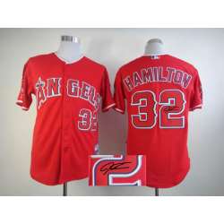 Anaheim Angels #32 Josh Hamilton Red Signature Edition Jerseys