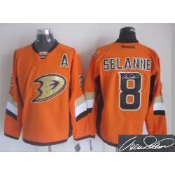 Anaheim Ducks #8 Selanne Orange Signature Edition Jerseys