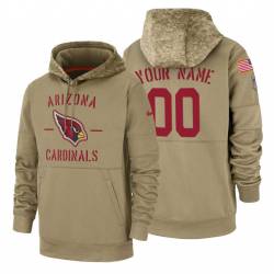 Arizona Cardinals Customized Nike Tan Salute To Service Name & Number Sideline Therma Pullover Hoodie