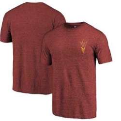 Arizona State Sun Devils Fanatics Branded Maroon Primary Logo Left Chest Distressed Tri Blend T-Shirt