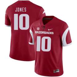 Arkansas Razorbacks 10 Jordan Jones Red College Football Jersey Dzhi