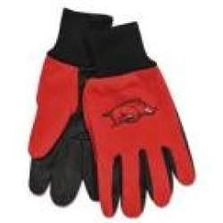 Arkansas Razorbacks Gloves Two Tone Style Adult Size Red