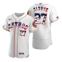 Astros 27 Jose Altuve White USA Flag Fashion Nike Cool Base Jersey Dyin