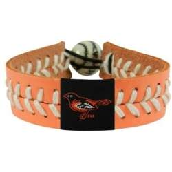 Baltimore Orioles Bracelet Team Color Baseball Peach Leather White Thread CO