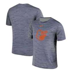 Baltimore Orioles Gray Black Striped Logo Performance T-Shirt