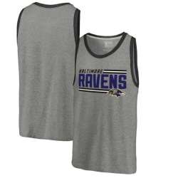 Baltimore Ravens NFL Pro Line by Fanatics Branded Iconic Collection Onside Stripe Tri-Blend Tank Top - Heathered Gray
