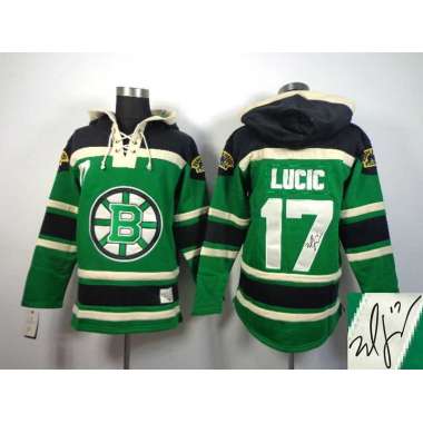 Boston Bruins #17 Milan Lucic Green Stitched Signature Edition Hoodie