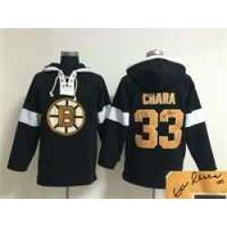 Boston Bruins #33 Zdeno Chara Black Solid Color Stitched Signature Edition Hoodie