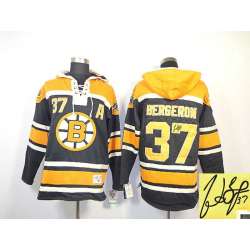 Boston Bruins #37 Patrice Bergeron Black Stitched Signature Edition Hoodie