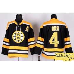 Boston Bruins #4 Bobby Orr Black Signature Edition Jerseys