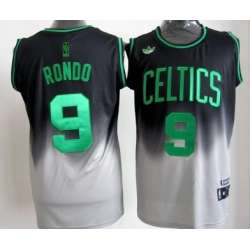 Boston Celtics #9 Rajon Rondo Black And Gray Fadeaway Fashion Jerseys