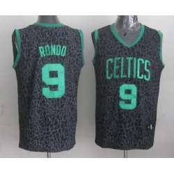 Boston Celtics #9 Rajon Rondo Black Leopard Fashion Jerseys