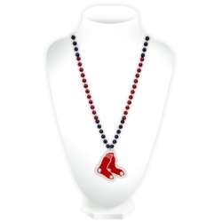 Boston Red Sox Beads with Medallion Mardi Gras Style