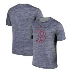 Boston Red Sox Gray Black Striped Logo Performance T-Shirt
