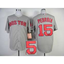 Boston Red Sox #15 Dustin Pedroia 2014 Gray Signature Edition Jerseys