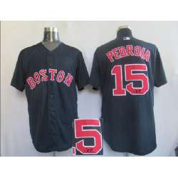 Boston Red Sox #15 Dustin Pedroia Navy Blue Signature Edition Jerseys