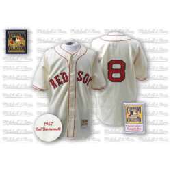 Boston Red Sox #8 Carl Yastrzemski Cream Throwback Jerseys