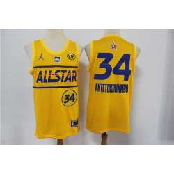 Bucks 34 Giannis Antetokounmpo Yellow 2021 NBA All-Star Jordan Brand Swingman Jersey