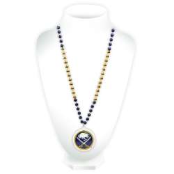 Buffalo Sabres Beads with Medallion Mardi Gras Style - Special Order