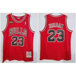 Bulls 23 Michael Jordan Red NBA Finals Patch 1997-98 Hardwood Classics Jersey
