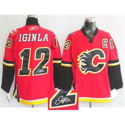 Calgary Flames #12 Jarome Iginla Red Signature Edition Jerseys