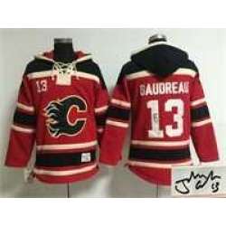 Calgary Flames #13 Johnny Gaudreau Red Stitched Signature Edition Hoodie