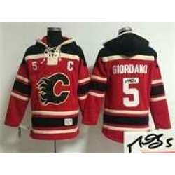 Calgary Flames #5 Mark Giordano Red Stitched Signature Edition Hoodie