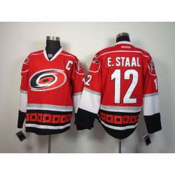 Carolina Hurricanes #12 E.Staal C Patch Red Jerseys