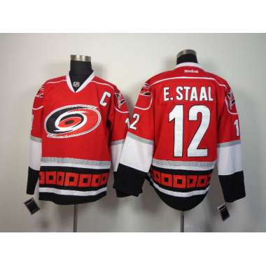 Carolina Hurricanes #12 E.Staal C Patch Red Jerseys