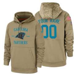 Carolina Panthers Customized Nike Tan Salute To Service Name & Number Sideline Therma Pullover Hoodie