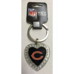 Chicago Bears Bling Rhinestone Heart Keychain