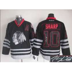 Chicago Blackhawks #10 Patrick Sharp Black Ice Signature Edition Jerseys