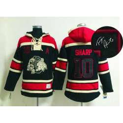 Chicago Blackhawks #10 Patrick Sharp Black Red Ice Skulls Stitched Signature Edition Hoodie