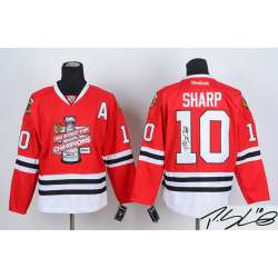 Chicago Blackhawks #10 Patrick Sharp Stanley Cup Champions Red Signature Edition Jerseys