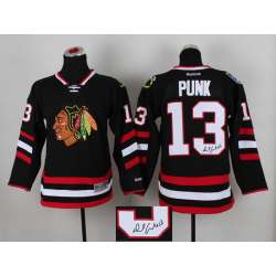 Chicago Blackhawks #13 CM Punk Black Signature Edition Jerseys