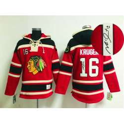 Chicago Blackhawks #16 Marcus Kruger Red Stitched Signature Edition Hoodie