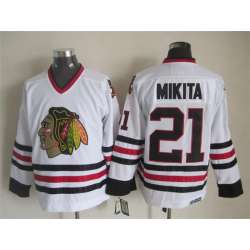 Chicago Blackhawks #21 Stan Mikita White Throwback CCM Jerseys
