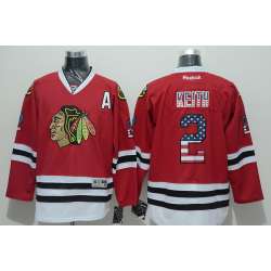 Chicago Blackhawks #2 Duncan Keith Red USA Flag Fashion Jerseys