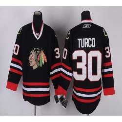 Chicago Blackhawks #30 Turco Black Jerseys