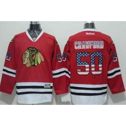 Chicago Blackhawks #50 Corey Crawford Red USA Flag Fashion Jerseys
