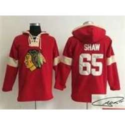 Chicago Blackhawks #65 Andrew Shaw Red Solid Color Stitched Signature Edition Hoodie