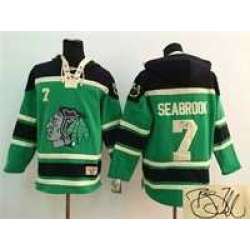 Chicago Blackhawks #7 Brent Seabrook Green Stitched Signature Edition Hoodie