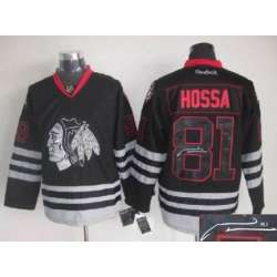 Chicago Blackhawks #81 Marian Hossa Black Ice Signature Edition Jerseys