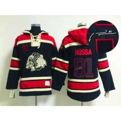 Chicago Blackhawks #81 Marian Hossa Black Red Ice Skulls Stitched Signature Edition Hoodie
