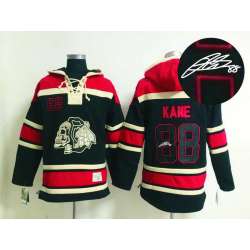 Chicago Blackhawks #88 Patrick Kane Black Red Ice Skulls Stitched Signature Edition Hoodie