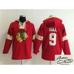 Chicago Blackhawks #9 Bobby Hull Red Solid Color Stitched Signature Edition Hoodie