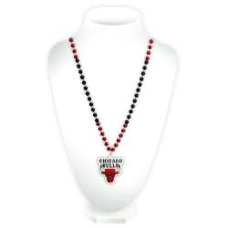 Chicago Bulls Beads with Medallion Mardi Gras Style